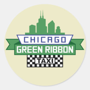 Chicago Green Ribbon Taxi Logo - Fan Art Ronde Sticker