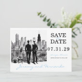 Chicago Grooms Save The Date (Staand voorkant)