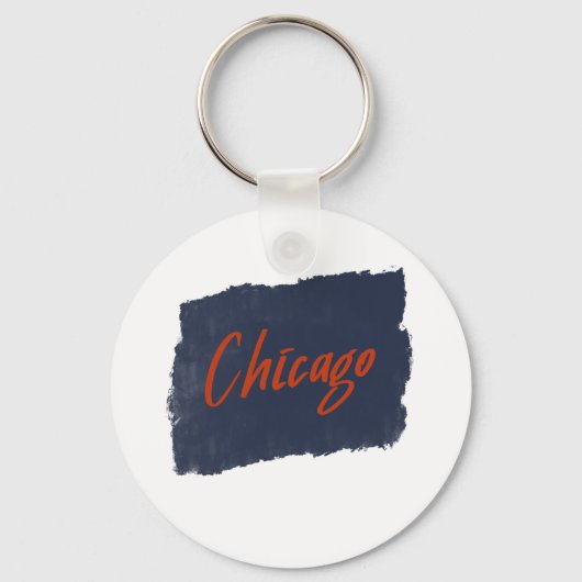 Chicago Handgeschreven Typografie Sleutelhanger (Voorkant)