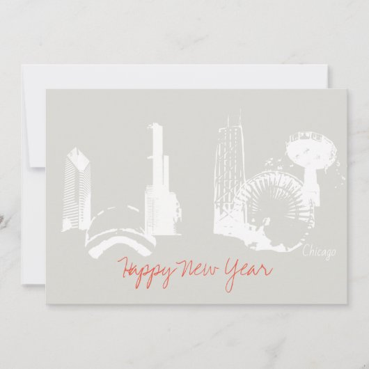 Chicago Happy New Year Wenskaart Feestdagenkaart (Voorkant)