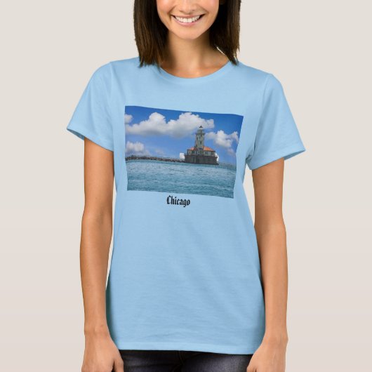 Chicago Harbor Lighthouse Painterly T-shirt (Voorkant)