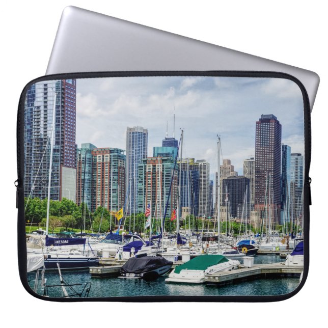 Chicago Harbour Laptop Sleeve (Voorkant)