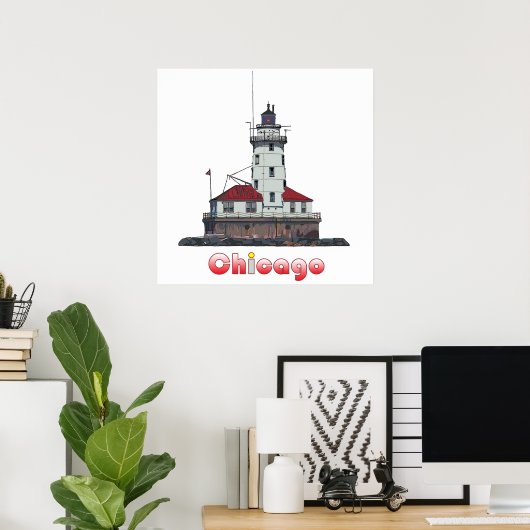 Chicago Harbour Light Poster (Thuiskantoor)