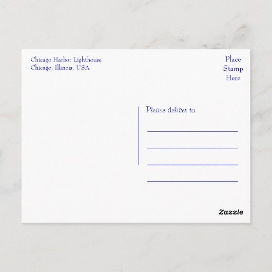 Chicago Harbour Lighthouse, Chicago Illinois USA Briefkaart (Achterkant)