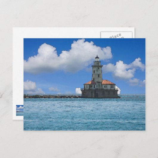 Chicago Harbour Lighthouse Painterly Briefkaart (Voorkant / Achterkant)