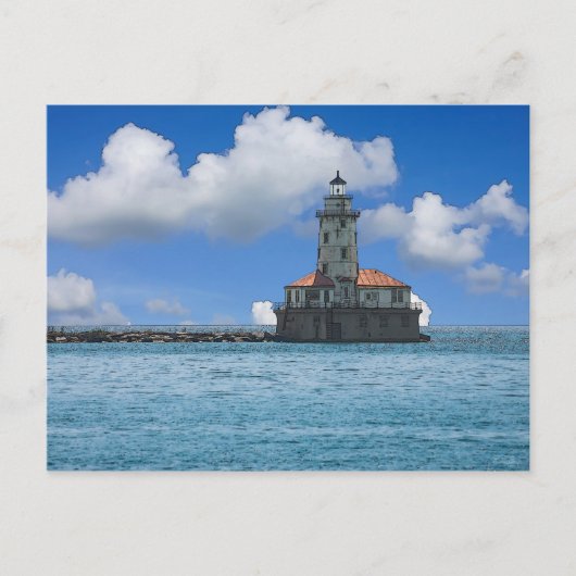 Chicago Harbour Lighthouse Painterly Briefkaart (Voorkant)