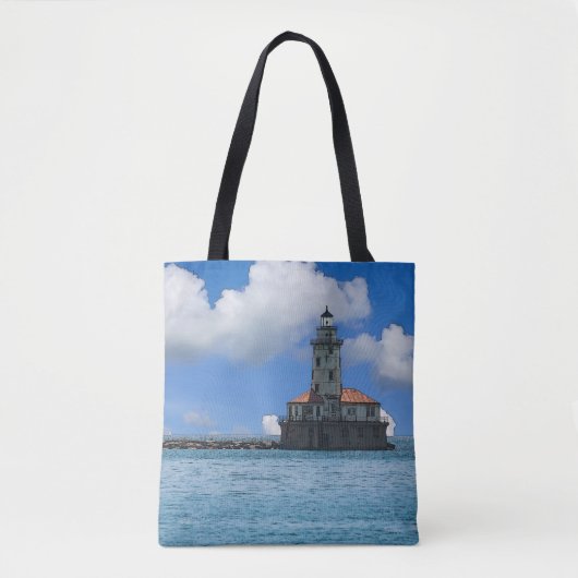Chicago Harbour Lighthouse Painterly Canvas tas (Voorkant)