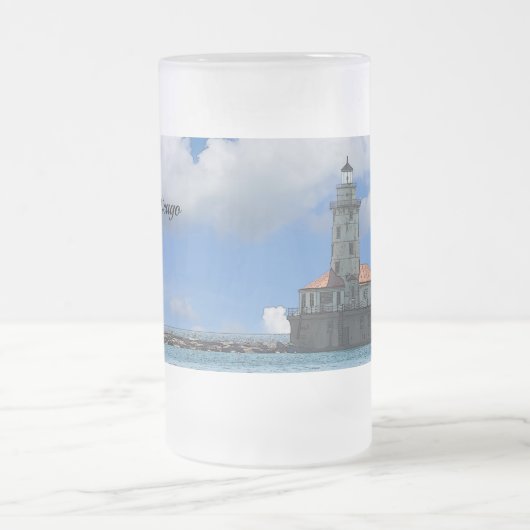 Chicago Harbour Lighthouse Painterly Frosted Mok (Center)