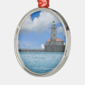 Chicago Harbour Lighthouse Painterly Metalen Ornament (Links)