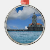 Chicago Harbour Lighthouse Painterly Metalen Ornament (Voorkant)