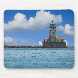 Chicago Harbour Lighthouse Painterly Muismat