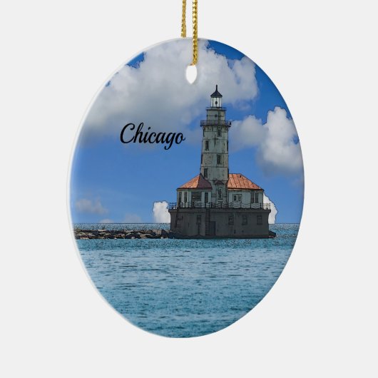 Chicago Harbour Lighthouse Painterly Ornament (Rechts)