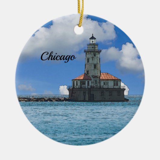 Chicago Harbour Lighthouse Painterly Ornament (Voorkant)
