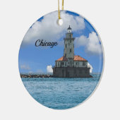 Chicago Harbour Lighthouse Painterly Ornament (Links)