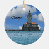 Chicago Harbour Lighthouse Painterly Ornament (Achterkant)