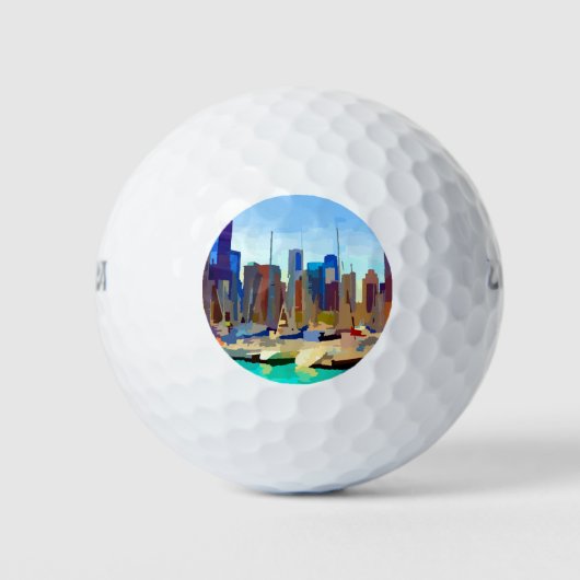 Chicago Harbour Skyline Golfballen (Voorkant)