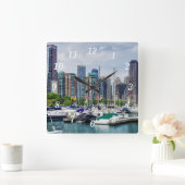 Chicago Harbour Wall Clock Vierkante Klok (Huis)