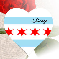 Chicago Hart Sticker, Patriotische Chicago Vlag