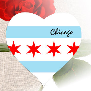 Chicago Hart Sticker, Patriotische Chicago Vlag Sticker