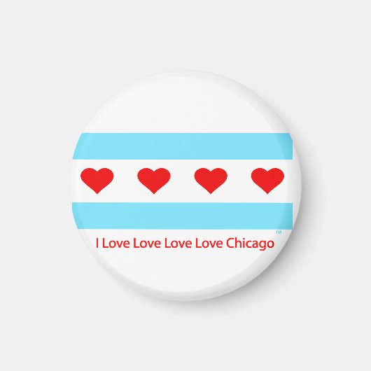 Chicago Hart Vlag - Ik hou van x 4 chi ronde magne Magneet (Voorkant)