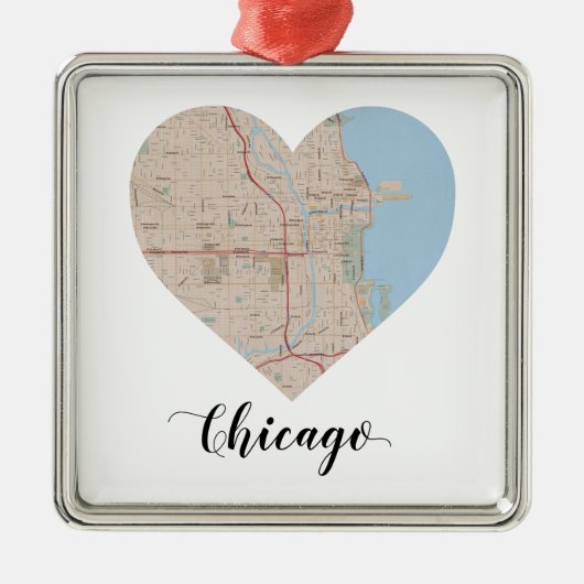 Chicago hartkaart metalen ornament (Voorkant)