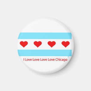 Chicago Heart Flag - I Love x 4 Chi Round Magnet