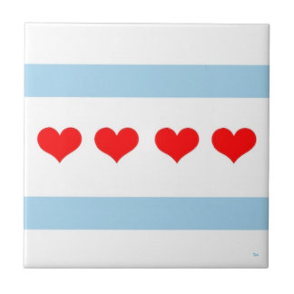 Chicago Heart Flag Tile Tegeltje
