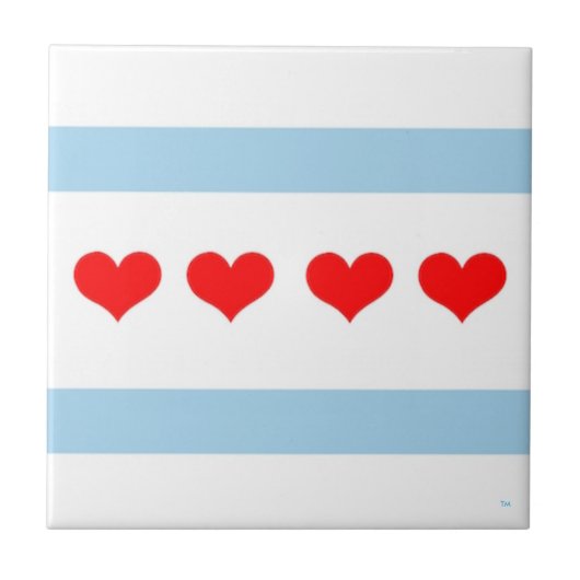 Chicago Heart Flag Tile Tegeltje (Voorkant)