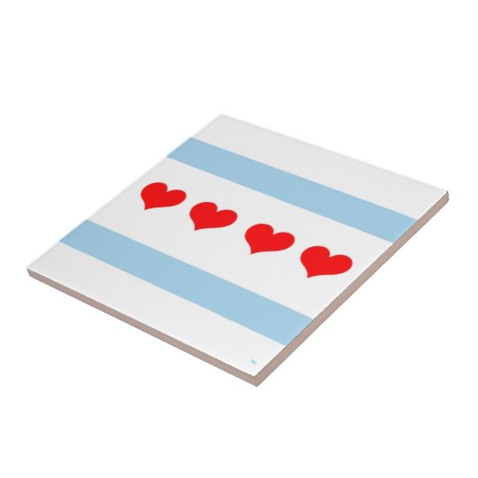 Chicago Heart Flag Tile Tegeltje (Zijkant)