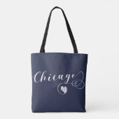 Chicago Heart Grocery Bag, Illinois Tote Bag (Achterkant)