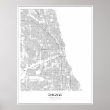 Chicago, het Minimalistische Poster van de Kaart v