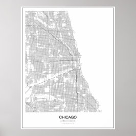 Chicago, het Minimalistische Poster van de Kaart v
