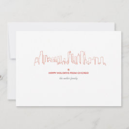 Chicago Holiday Skyline - Met bijpassende envelop Feestdagenkaart
