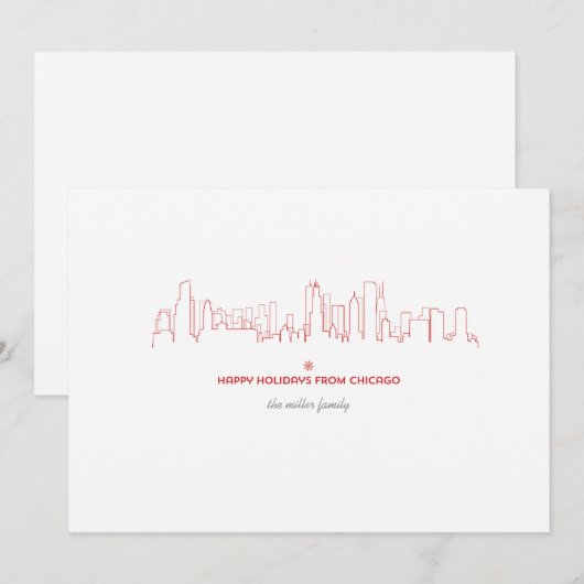 Chicago Holiday Skyline - Met bijpassende envelop Feestdagenkaart (Voorkant / Achterkant)