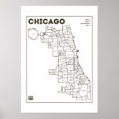 Chicago 'Hoods Map Bold Star Poster (Voorkant)