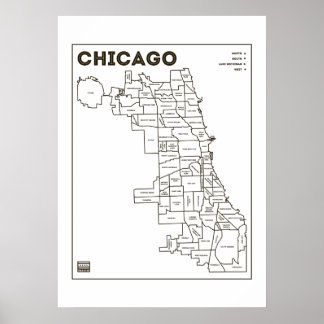 Chicago 'Hoods Map Bold Star Poster