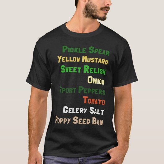 Chicago Hot Dog-ingrediënten T-shirt (Voorkant)