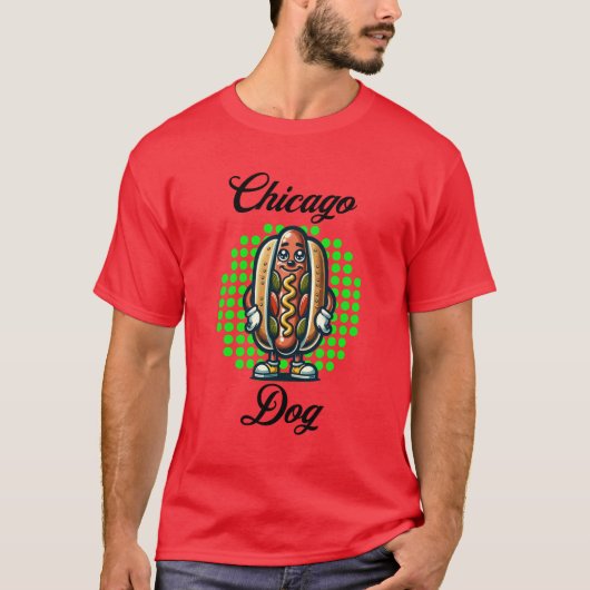 Chicago Hot dog Retro Pop Art T-shirt (Voorkant)