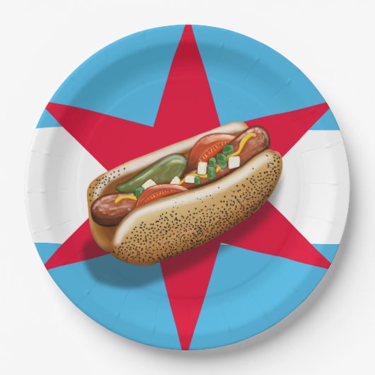 Chicago hotdog party papier bord (Voorkant)
