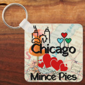 Chicago houdt van Mince Pies stadsgezicht Sleutelhanger (Voorkant)