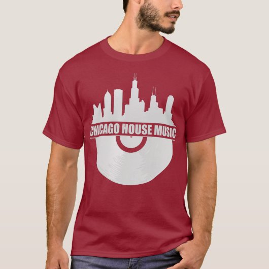Chicago House Music Chicago Skyline EDM DJ House T-shirt (Voorkant)
