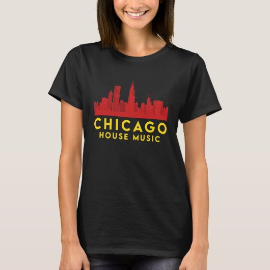 Chicago House Music Vinyl Dj Raver Flag Skyline Ap T-shirt (Voorkant)