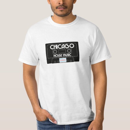 Chicago House Muziekcassette (zwart) T-shirt (Voorkant)