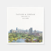 Chicago Huwelijk Custom Papier Cocktail Servet (Voorkant)