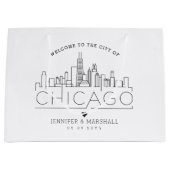 Chicago Huwelijk | Gestileerde Silhouet Groot Cadeauzakje (Voorkant)