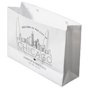 Chicago Huwelijk Gestileerde Silhouet Groot Cadeauzakje