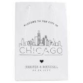 Chicago Huwelijk | Gestileerde Skyline Medium Cadeauzakje (Voorkant)