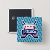 Chicago Ice Hockey Flag Vierkante Button 5,1 Cm (Voorkant /achterkant)