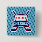 Chicago Ice Hockey Flag Vierkante Button 5,1 Cm (Voorkant)