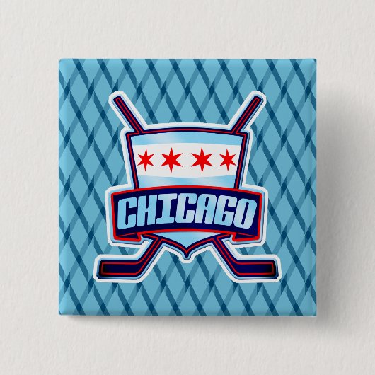 Chicago Ice Hockey Flag Vierkante Button 5,1 Cm (Voorkant)